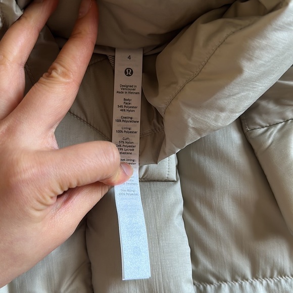 wunder puff jacket heathered raw linen size 4 lululemon nwt - Picture 5 of 16
